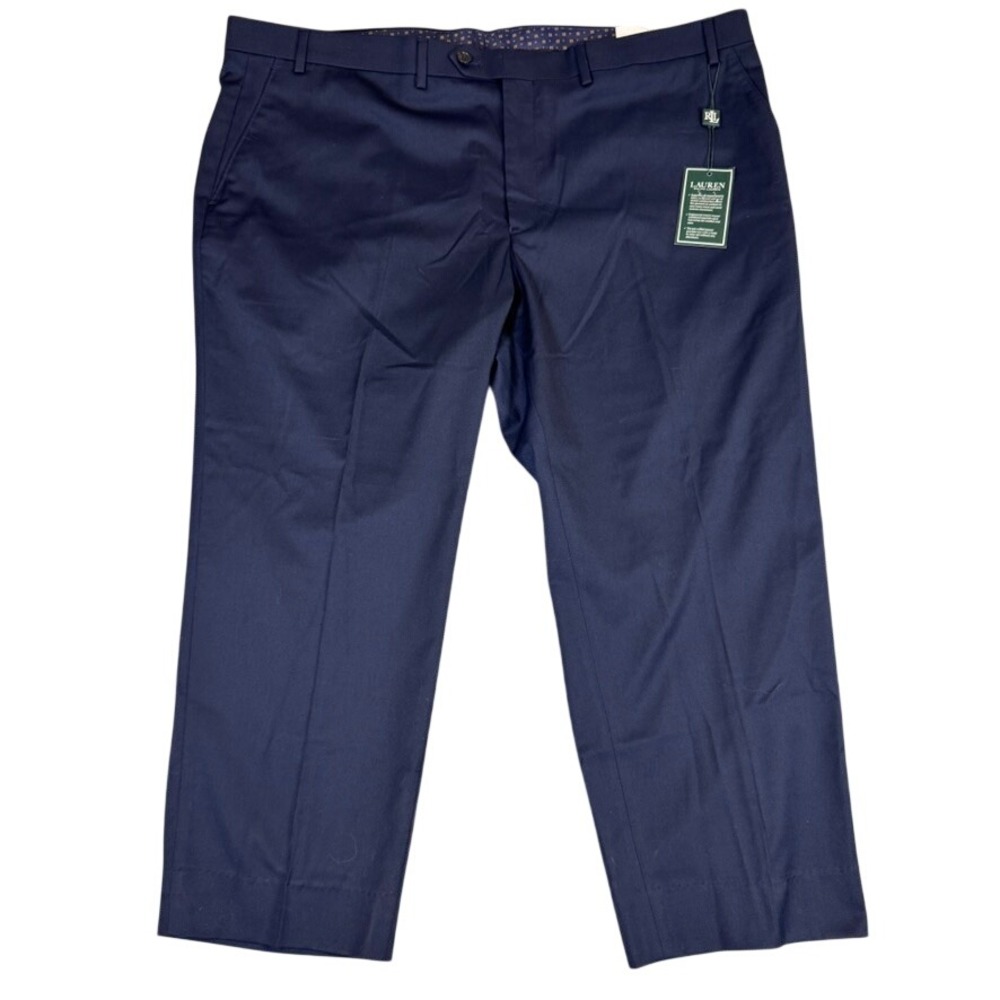NWT Lauren Ralph Lauren Mens Navy Blue Stretch Expandable Waist Cuffed 44x30